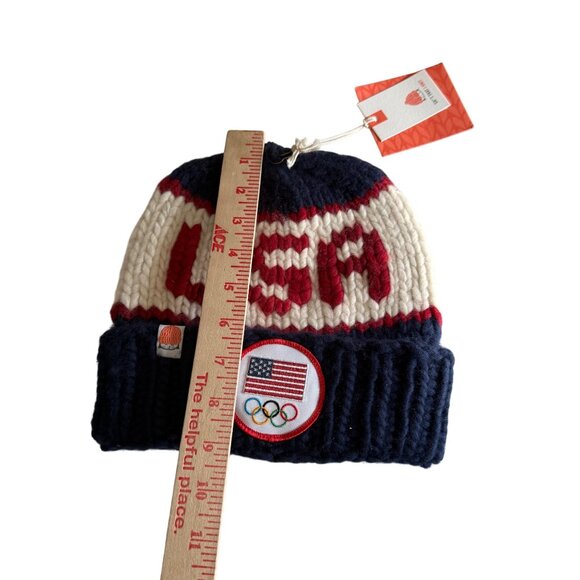 Team USA Olympic Knit Hat By Sh*t That I knit (Stik) Navy/Red/White  Wool Peru W - Picture 5 of 8